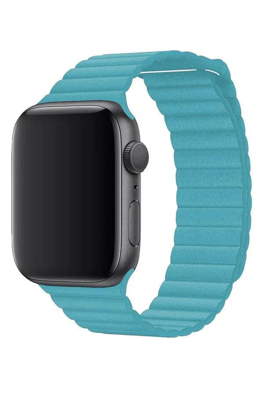 Curea Ceas Apple Watch Casual Leather Aquamarine - WATCHERS