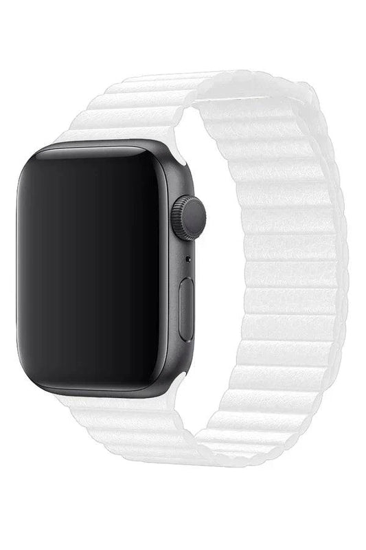 Curea Ceas Apple Watch Casual Leather White - WATCHERS