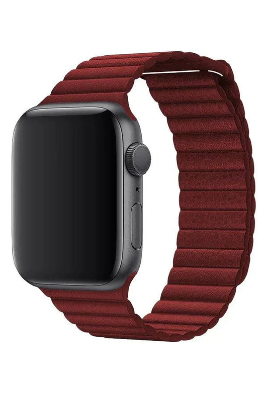Curea Ceas Apple Watch Casual Leather Bordeaux - WATCHERS