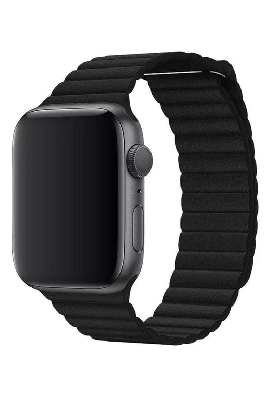 Curea Ceas Apple Watch Casual Leather Black - WATCHERS