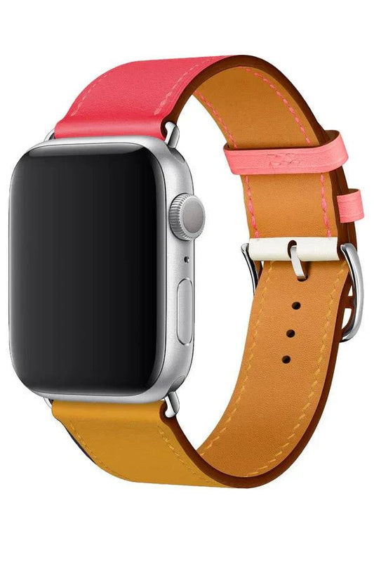 Curea Ceas Apple Watch Leather Monarch Pink/Orange - WATCHERS