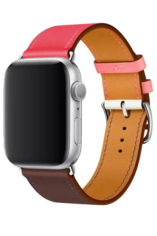 Curea Ceas Apple Watch Leather Monarch Pink/Brown - WATCHERS