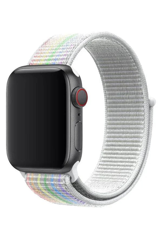 Curea Ceas Apple Watch Nylon Sport White Rainbow - WATCHERS