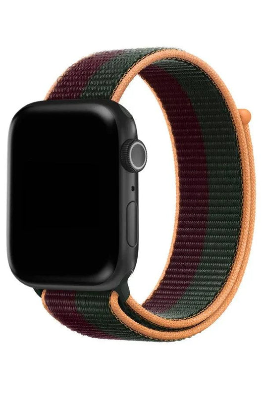 Curea Ceas Apple Watch Sport Nylon Gold Black - WATCHERS