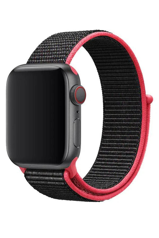 Curea Ceas Apple Watch Sport Nylon Raspberry Black - WATCHERS