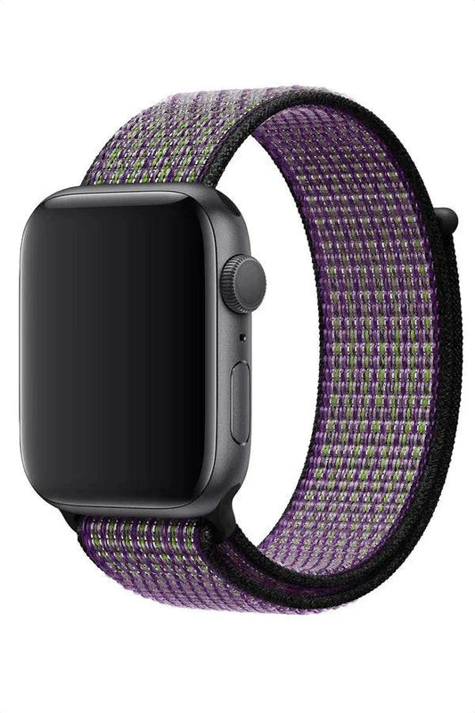 Curea Ceas Apple Watch Sport Nylon Green Rainbow - WATCHERS