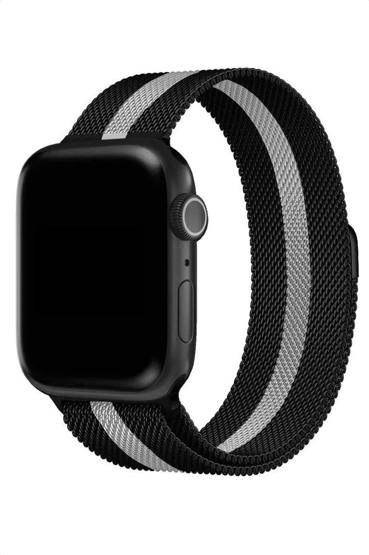 Curea Ceas Apple Watch Milanese White Racing Stripe Metalica - WATCHERS