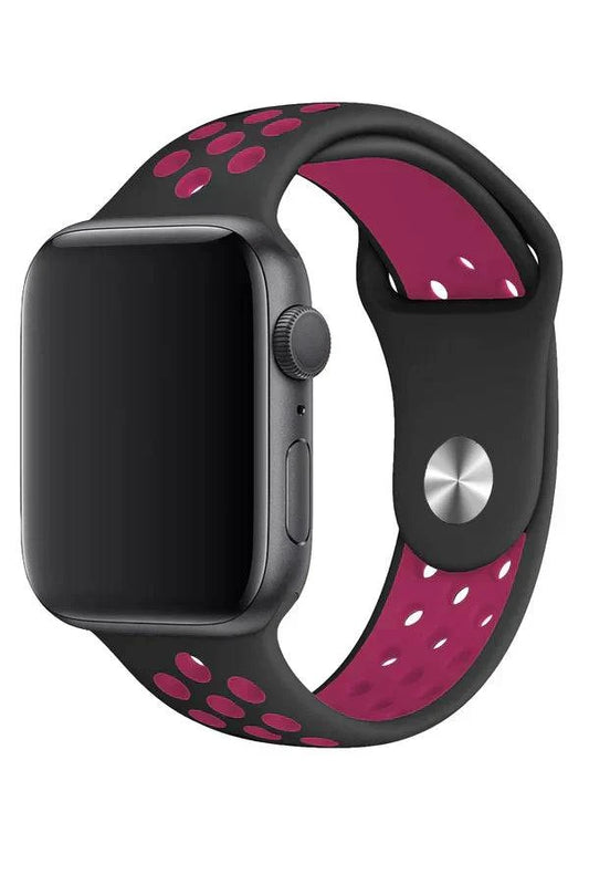 Curea Ceas Apple Watch Sport Silicon Black Pink - WATCHERS