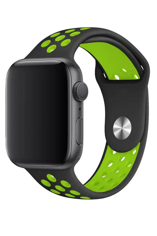 Curea Ceas Apple Watch Silicon Sport Black Green - WATCHERS