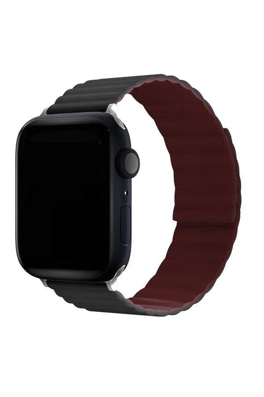 Curea Ceas Apple Watch Silicon Louis Dark Gray/Deep Red - WATCHERS