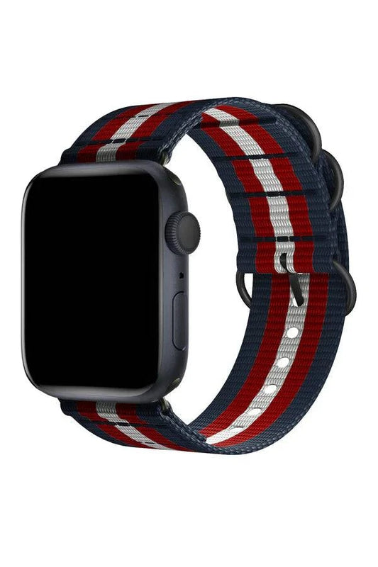 Curea Ceas Apple Watch Nylon Echo Blue/Red & White - WATCHERS