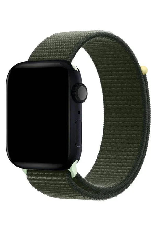 Curea Ceas Apple Watch Sport Nylon Green Brass - WATCHERS