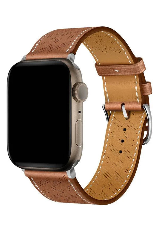 Curea Ceas Apple Watch Leather Perforated Monarch Brias - WATCHERS