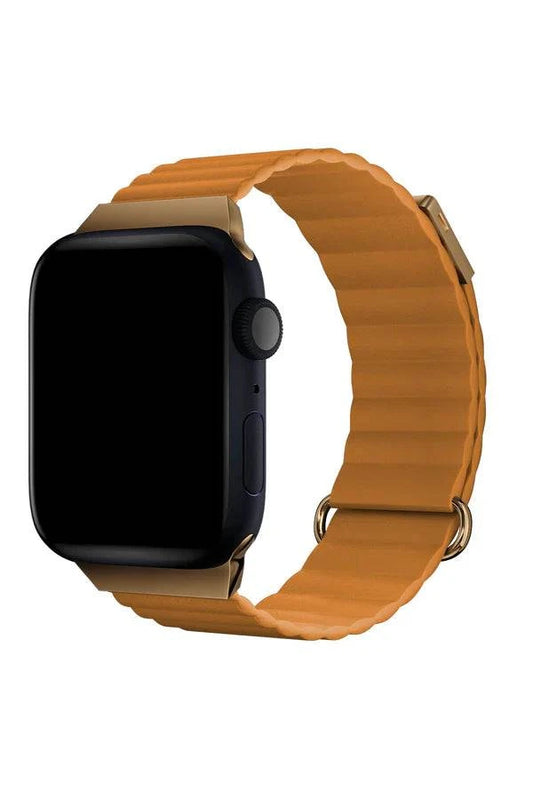 Curea Ceas Apple Watch Leather Majestic Warm Orange - WATCHERS