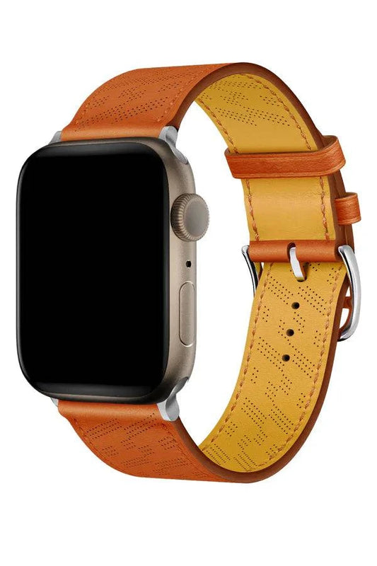 Curea Ceas Apple Watch Leather Perforated Monarch Orangeade - WATCHERS