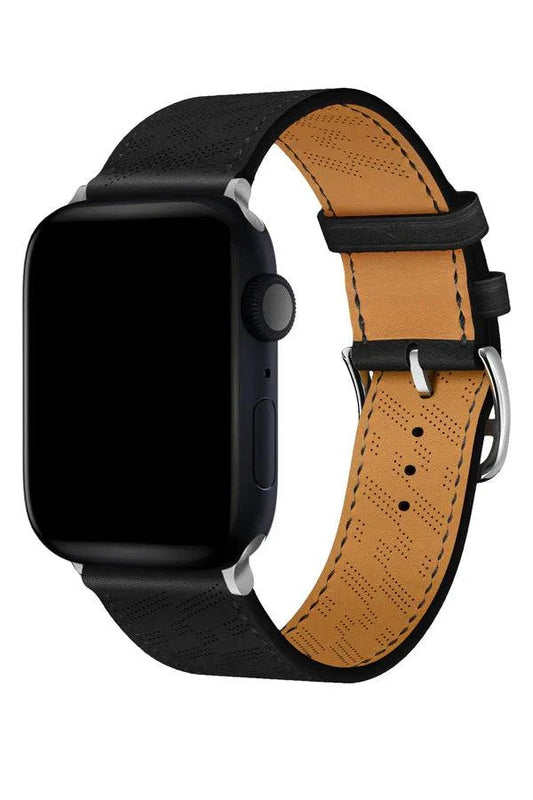 Curea Ceas Apple Watch Leather Perforated Monarch Black - WATCHERS