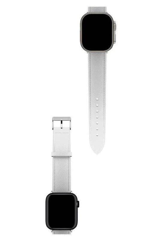 Curea Ceas Apple Watch Leather Saffiano White - WATCHERS