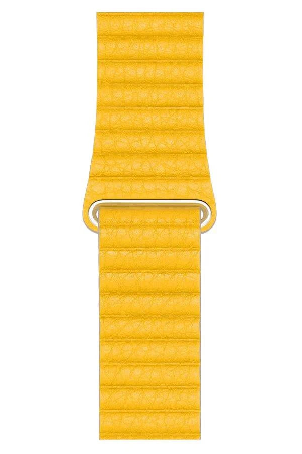 Curea Ceas Apple Watch Casual Leather Yellow - WATCHERS