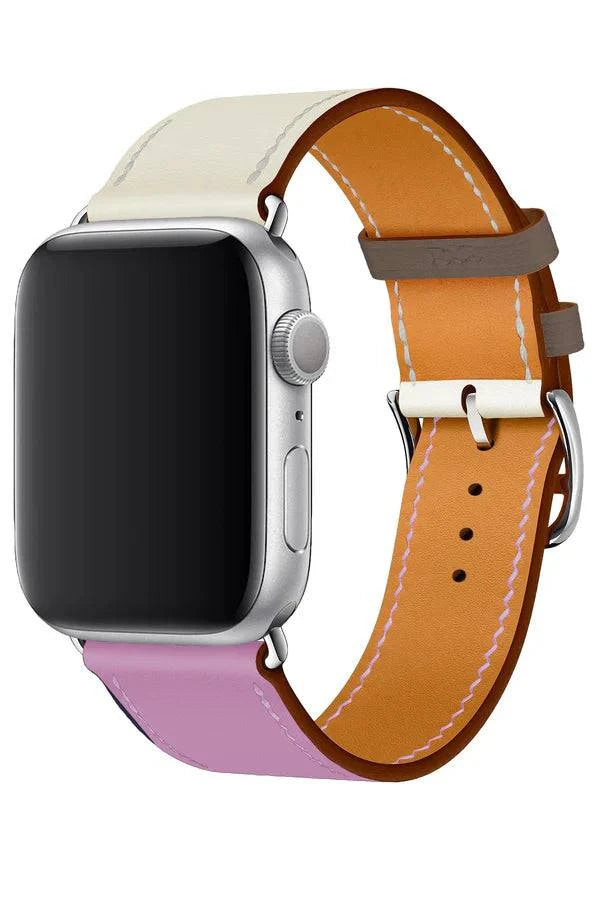 Curea Ceas Apple Watch Leather Monarch Pink/Cream - WATCHERS