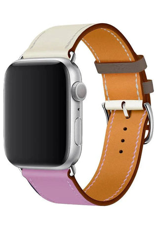 Curea Ceas Apple Watch Leather Monarch Pink/Cream - WATCHERS