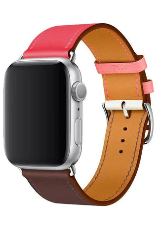 Curea Ceas Apple Watch Leather Monarch Pink/Brown - WATCHERS