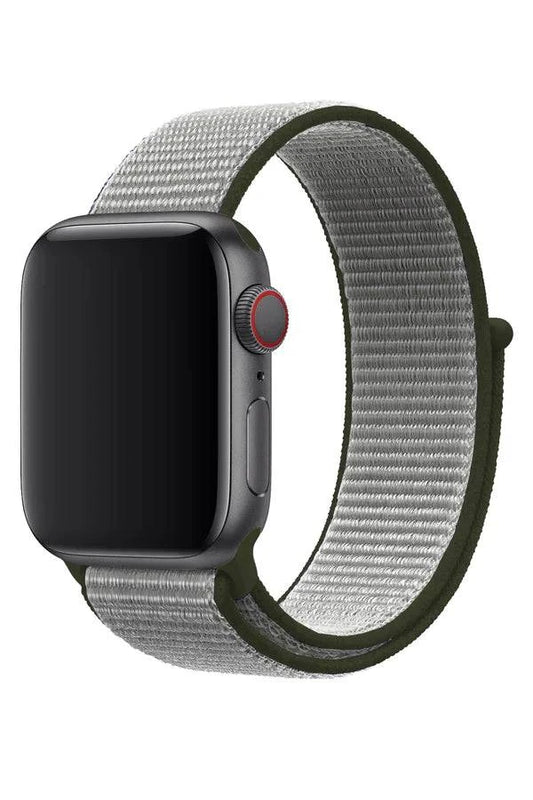 Curea Ceas Apple Watch  Sport Nylon Gray Kaki - WATCHERS