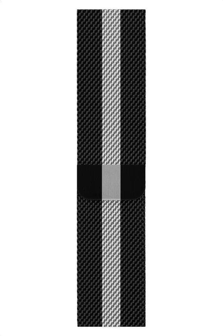 Curea Ceas Apple Watch Milanese White Racing Stripe Metalica - WATCHERS