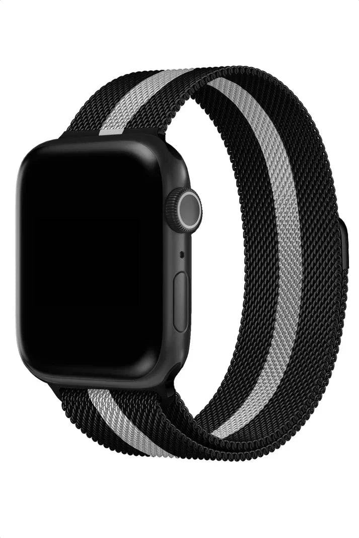 Curea Ceas Apple Watch Milanese White Racing Stripe Metalica - WATCHERS