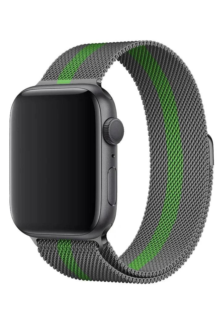 Curea Ceas Apple Watch Milanese Green Stripe Metalica - WATCHERS