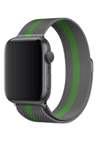 Curea Ceas Apple Watch Milanese Green Stripe Metalica - WATCHERS