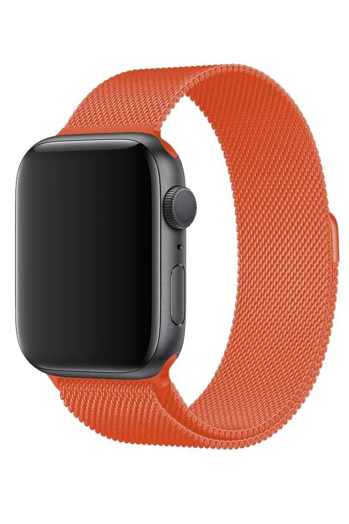 Curea Ceas Apple Watch Milanese Bright Orange Metalica - WATCHERS
