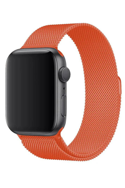 Curea Ceas Apple Watch Milanese Bright Orange Metalica - WATCHERS
