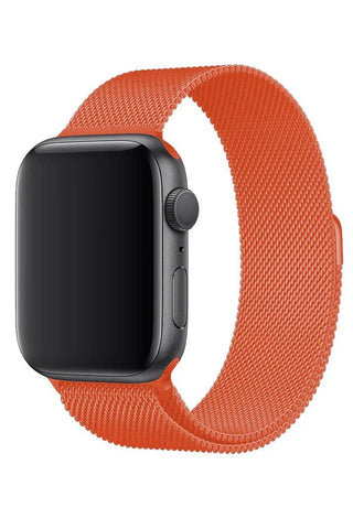 Curea Ceas Apple Watch Milanese Bright Orange Metalica - WATCHERS