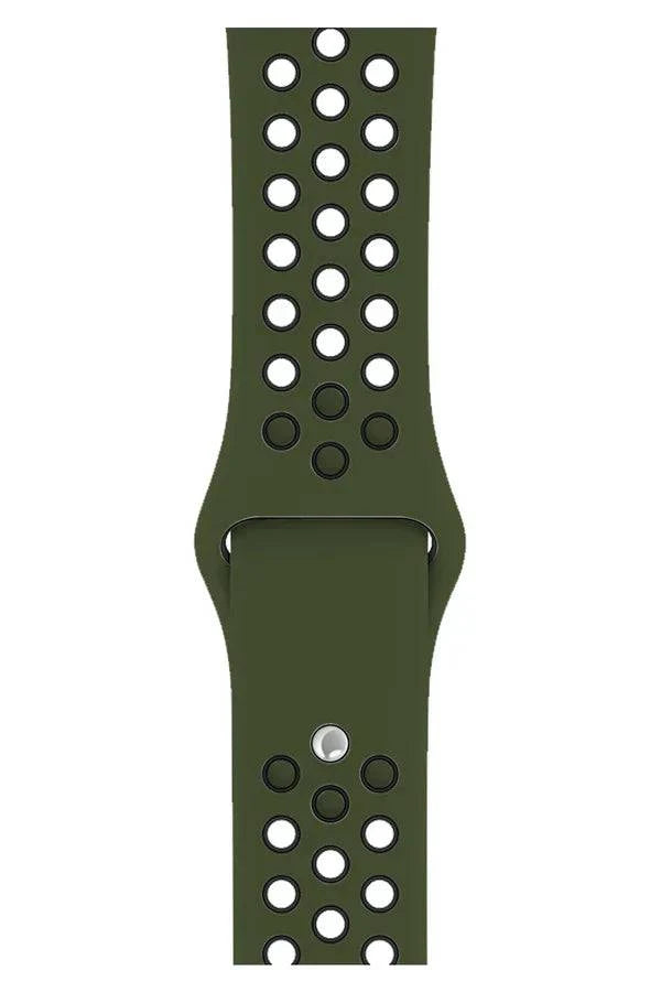 Curea Ceas Apple Watch Silicon Sport Kaki Black - WATCHERS