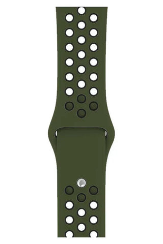 Curea Ceas Apple Watch Silicon Sport Kaki Black - WATCHERS