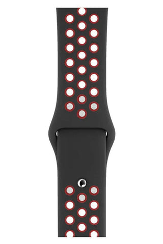 Curea Ceas Apple Watch Silicon Sport Black Red - WATCHERS