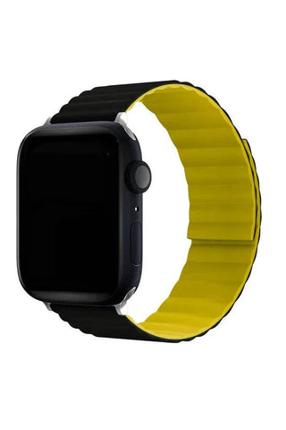 Curea Ceas Apple Watch Silicon Louis Black/Yellow - WATCHERS