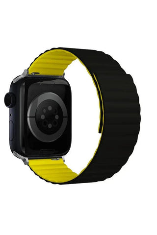 Curea Ceas Apple Watch Silicon Louis Black/Yellow - WATCHERS