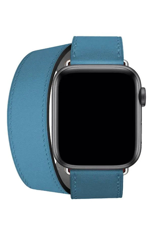Curea Ceas Apple Watch Leather Monarch Spiral Blue - WATCHERS