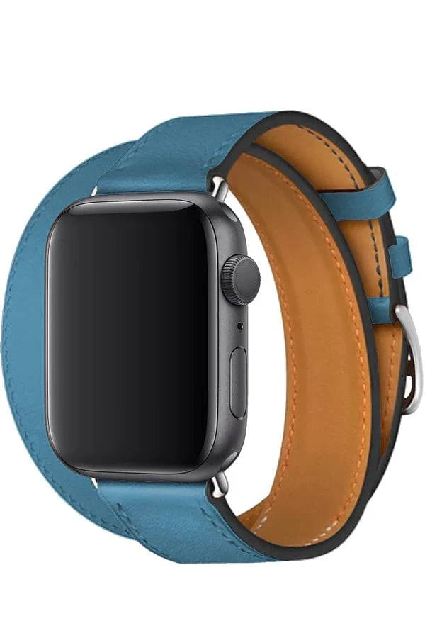 Curea Ceas Apple Watch Leather Monarch Spiral Blue - WATCHERS