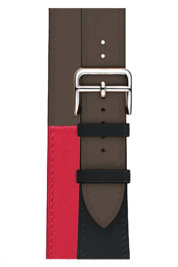 Curea Ceas Apple Watch Leather Monarch Spiral Brown/Red - WATCHERS