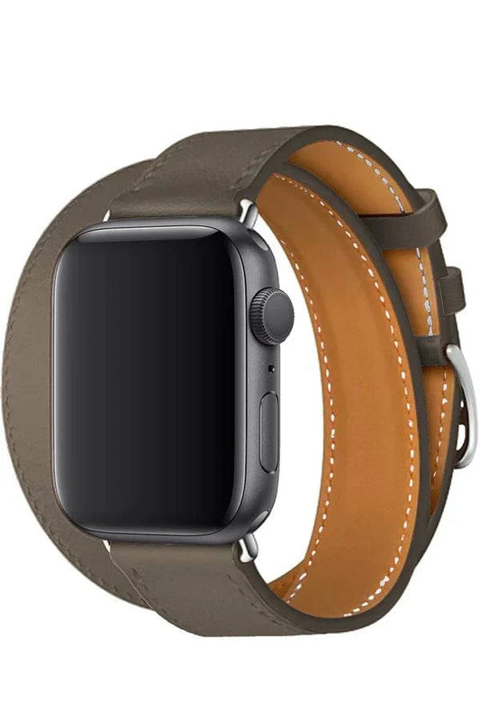 Curea Ceas Apple Watch Leather Monarch Spiral Taupe - WATCHERS
