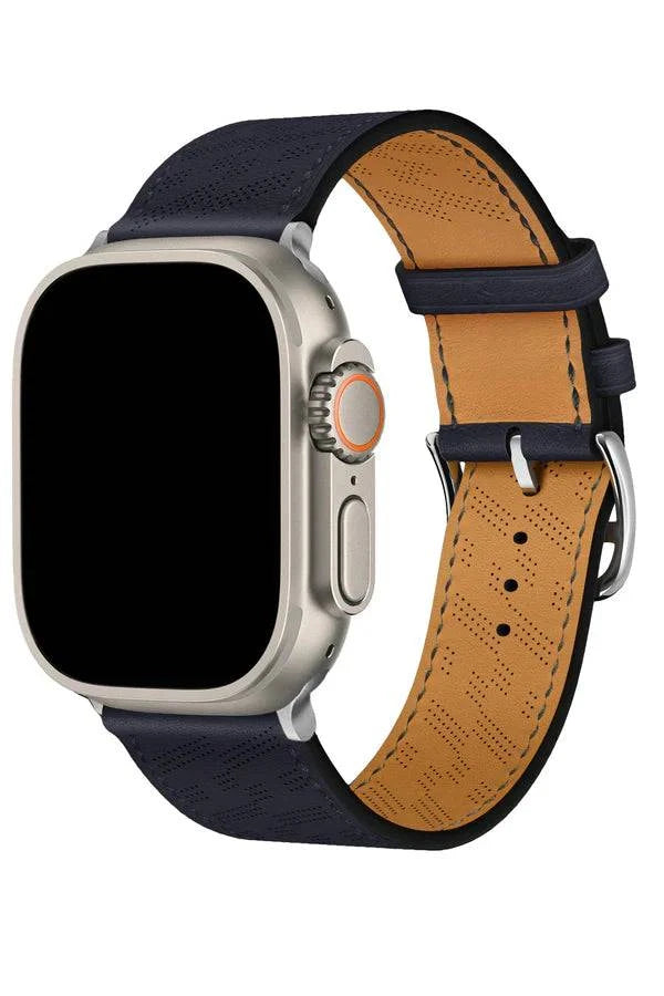 Curea Ceas Apple Watch Leather Perforated Monarch Midnight Blue - WATCHERS