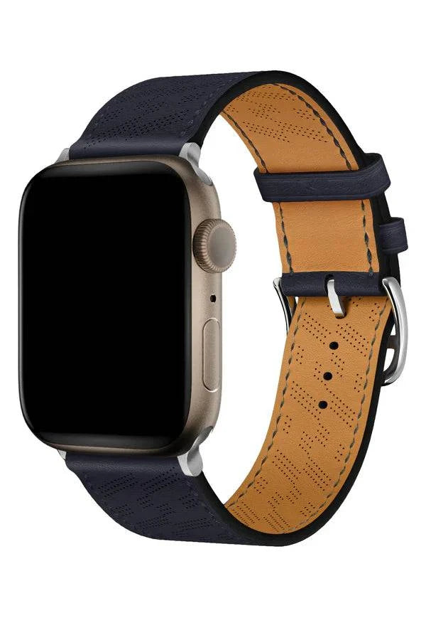 Curea Ceas Apple Watch Leather Perforated Monarch Midnight Blue - WATCHERS