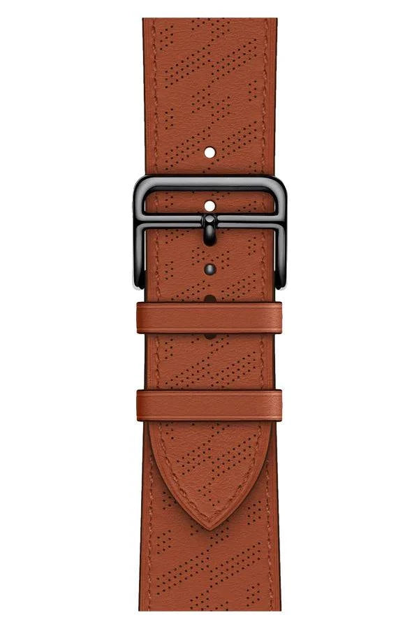 Curea Ceas Apple Watch Leather Perforated Monarch Ocre - WATCHERS