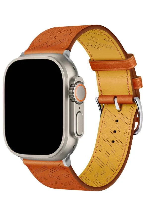 Curea Ceas Apple Watch Leather Perforated Monarch Orangeade - WATCHERS