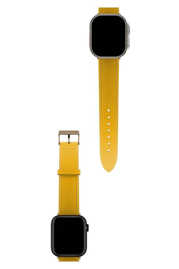 Curea Ceas Apple Watch Leather Saffiano Safran - WATCHERS